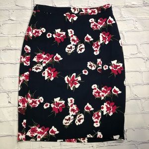 J. Crew Navy Floral Crepe Pencil Skirt